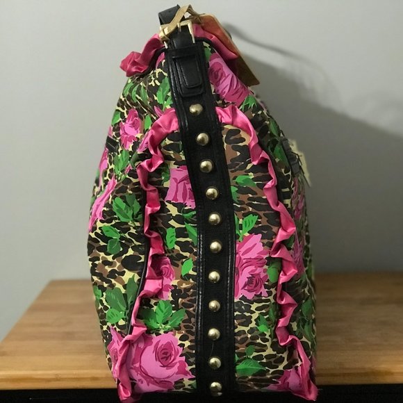 Betsey Johnson Leopard Rose Weekender Travel Canvas Bag - Picture 2 of 5